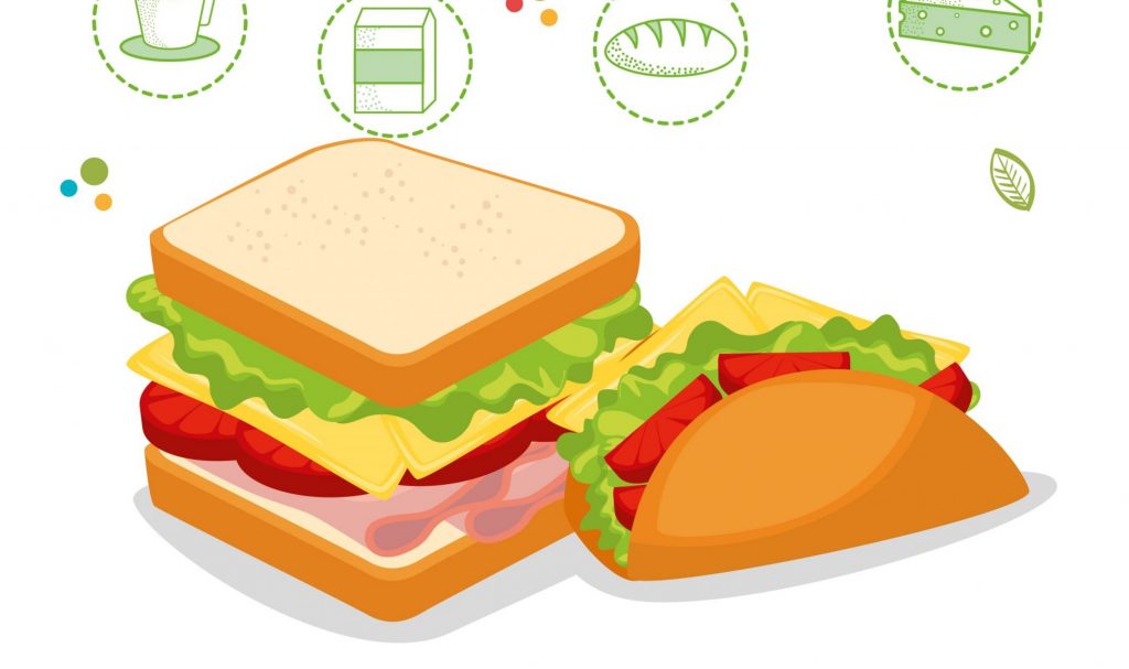 Drawing of sandwich and taco illustrates blog: "Are Tacos Sandwiches?"