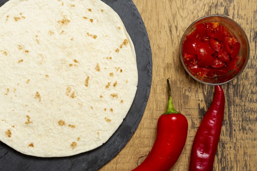 Mexican tortillas with chili peppers.